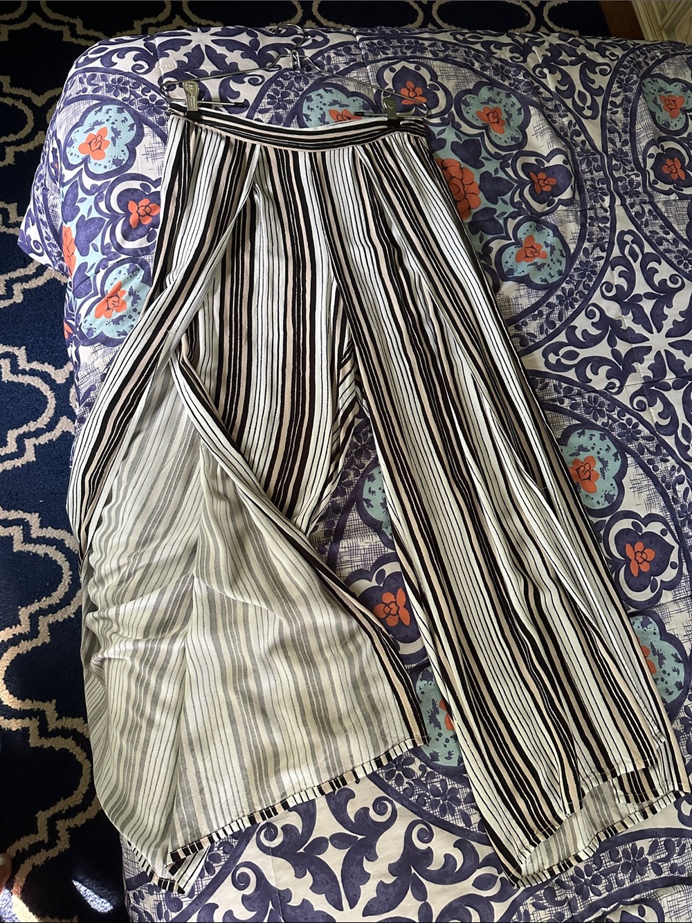 cupcakes & cashmere Black and White Vertical-Stripe Wide Leg Pants